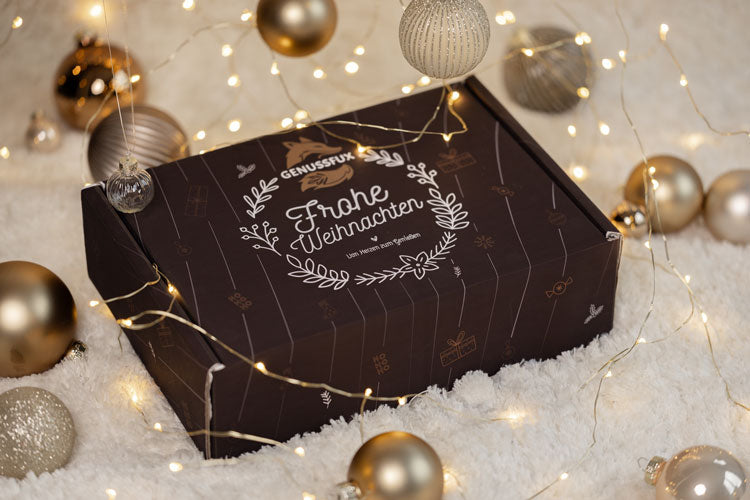 Genussfux Geschenkbox für Weihnachten fertig zusammengestellt